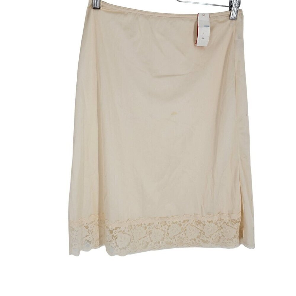 Vintage Small Union Made ILGWU Slip Skirt Lace Trim NOS Sissy 24"
